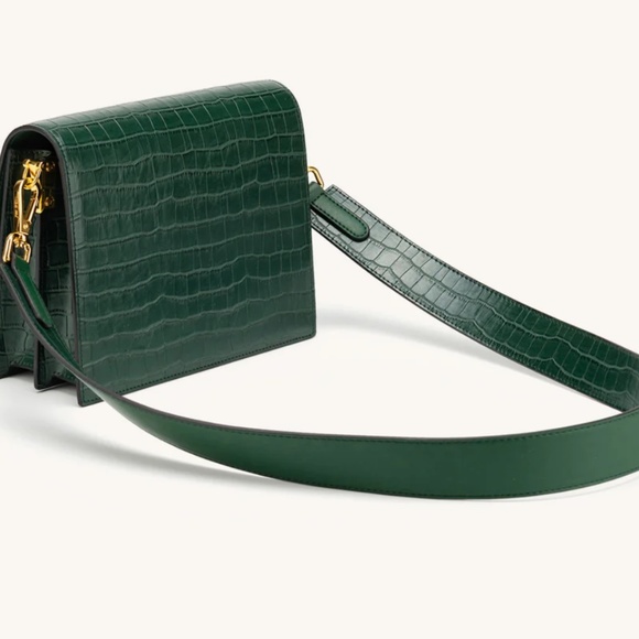 JW Pei Mini Flap Crossbody Dark Green Croc - Picture 3 of 11